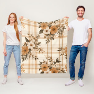 Autumn Plaid Cosy Fall Pattern Design Fleece Blanket