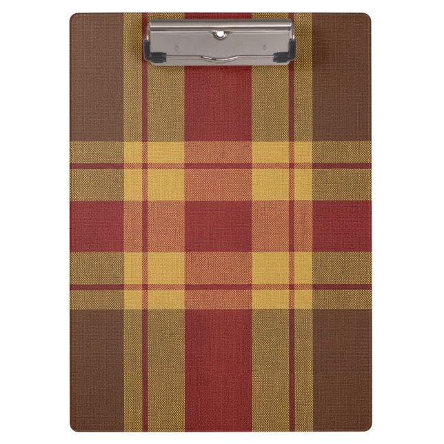 Autumn Plaid Faux Fabric  Clipboard (Front)