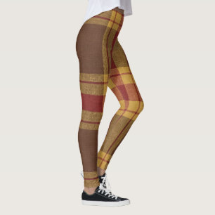 Autumn Plaid Faux Fabric Leggings
