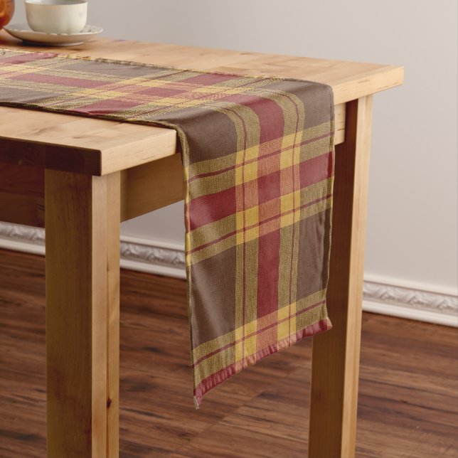 Autumn Plaid Faux Fabric Table Runner (In Situ)