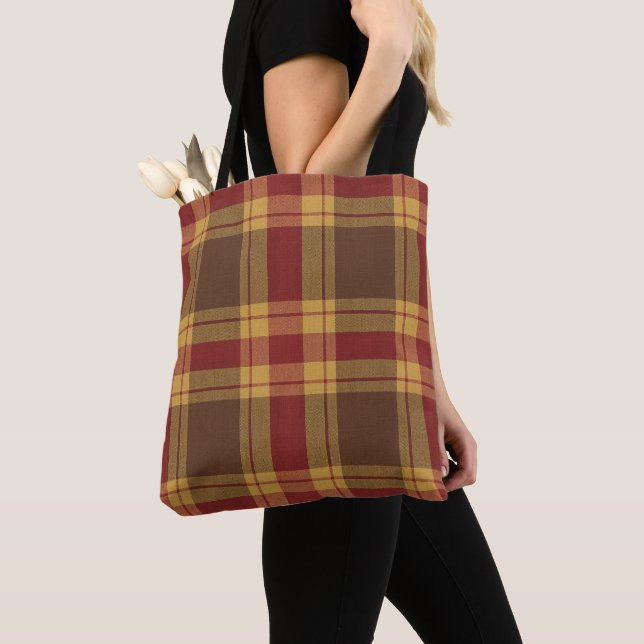 Autumn Plaid Faux Fabric  Tote Bag (Close Up)