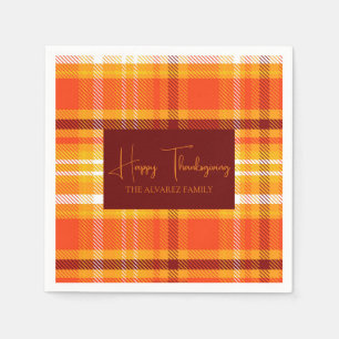 Autumn Plaid Home Decor Fall Season Thanksgiving Napkin