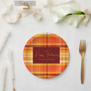 Autumn Plaid Home Decor Fall Season Thanksgiving  Paper Plate