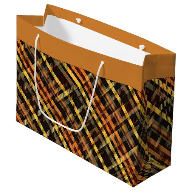 Autumn plaid  large gift bag (Front Angled)