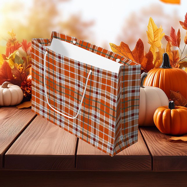 Autumn plaid large gift bag (Creator Uploaded)