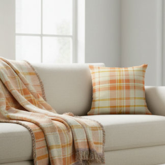 Autumn plaid pattern cushion
