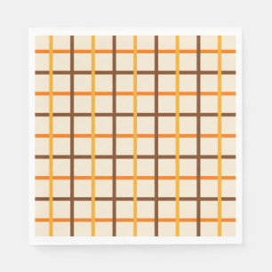 Autumn Plaid Pattern in Orange Green and Brown Napkin
