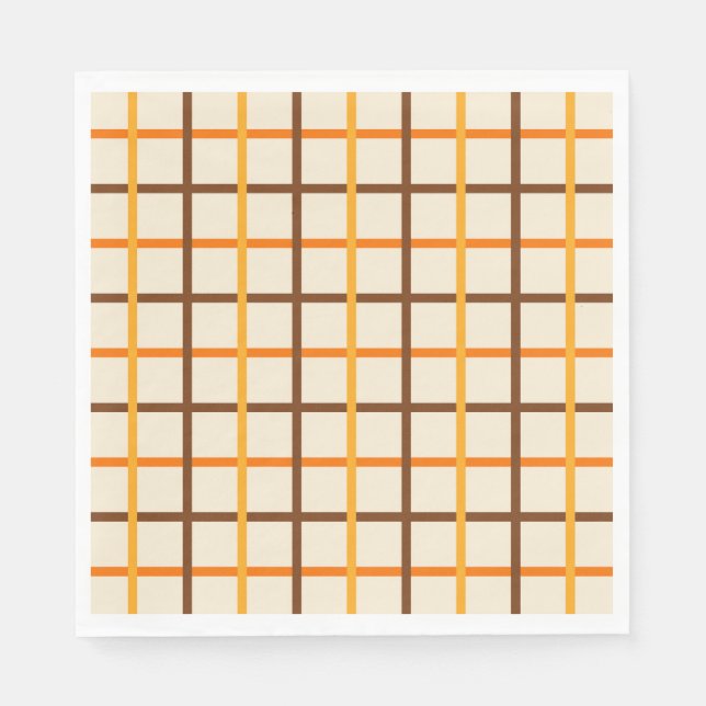Autumn Plaid Pattern in Orange Green and Brown Napkin (Front)