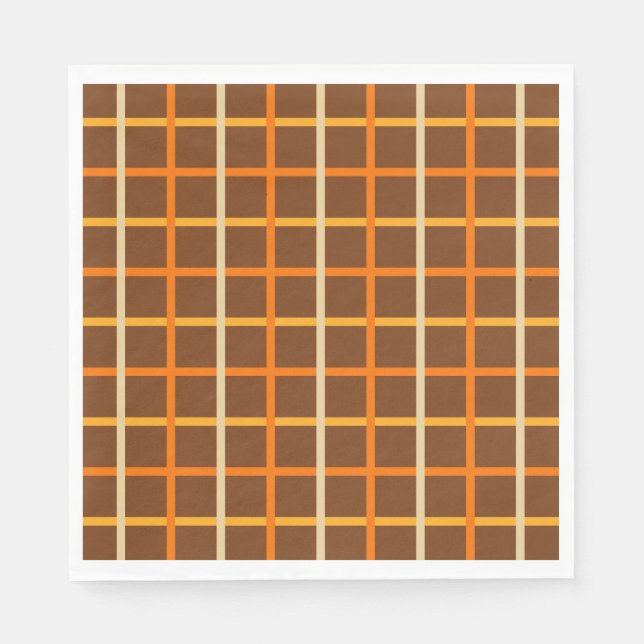 Autumn Plaid Pattern in Orange Green and Brown Napkin (Front)