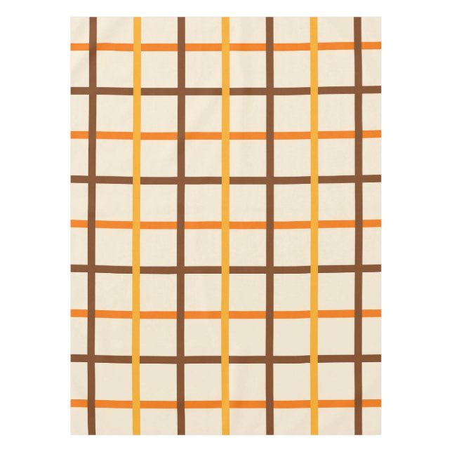 Autumn Plaid Pattern in Orange Green and Brown Tablecloth (Front)