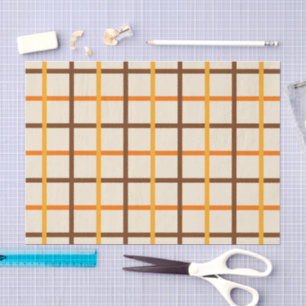 Autumn Plaid Pattern in Orange Green and Brown Tissue Paper