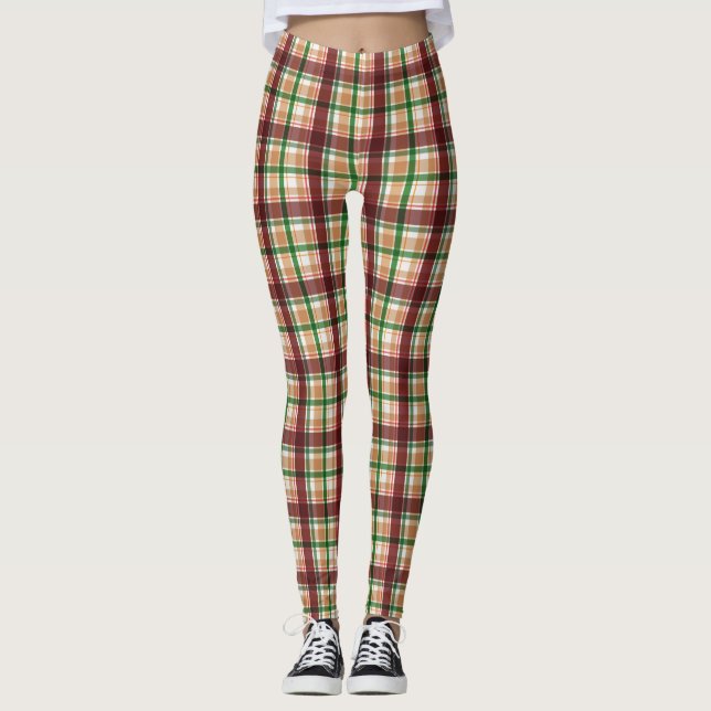 Autumn Plaid Pattern  Leggings (Front)