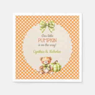 Autumn Plaid Teddy Bear Pumpkin Napkin