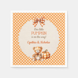 Autumn Plaid Teddy Bear Pumpkin Napkin