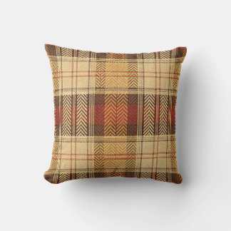 Autumn Plaid Warm Terracotta Herringbone Tartan Cushion