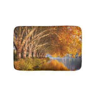 Autumn Plane Trees Over a Lake Bath Mat