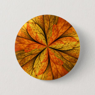 Autumn Plant, Modern Abstract Fractal Art Leaf 6 Cm Round Badge