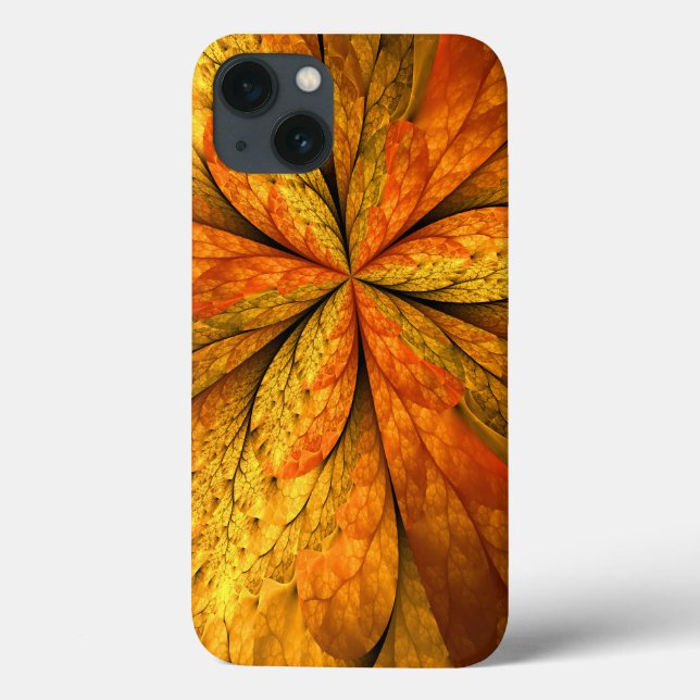 Autumn Plant, Modern Abstract Fractal Art Leaf Case-Mate iPhone Case (Back)