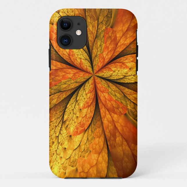 Autumn Plant, Modern Abstract Fractal Art Leaf Case-Mate iPhone Case (Back)