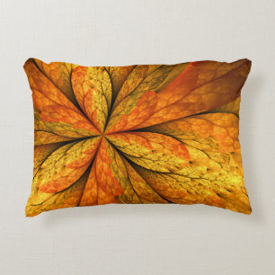 Autumn Plant, Modern Abstract Fractal Art Leaf Decorative Cushion