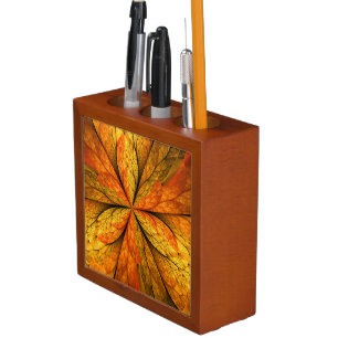 Autumn Plant, Modern Abstract Fractal Art Leaf Desk Organiser