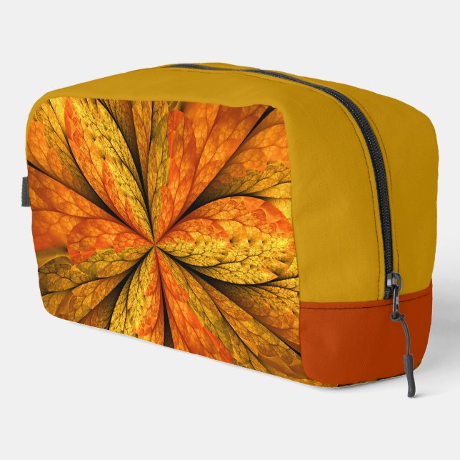 Autumn Plant, Modern Abstract Fractal Art Leaf Dopp Kit (Right Corner)