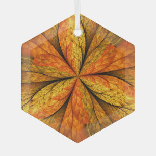 Autumn Plant, Modern Abstract Fractal Art Leaf Glass Tree Decoration
