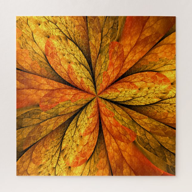 Autumn Plant, Modern Abstract Fractal Art Leaf Jigsaw Puzzle (Vertical)