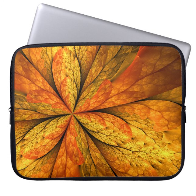 Autumn Plant, Modern Abstract Fractal Art Leaf Laptop Sleeve (Front)