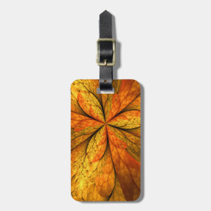 Autumn Plant, Modern Abstract Fractal Art Leaf Luggage Tag