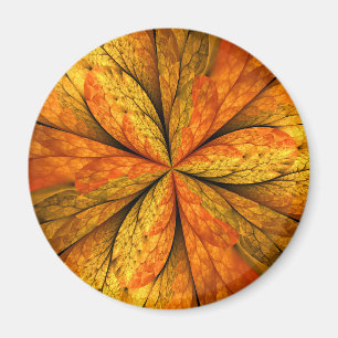 Autumn Plant, Modern Abstract Fractal Art Leaf Magnet
