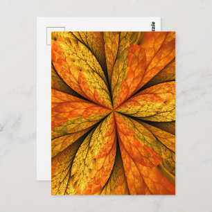 Autumn Plant, Modern Abstract Fractal Art Leaf Postcard