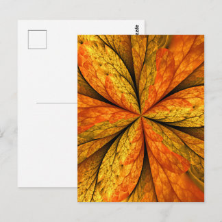 Autumn Plant, Modern Abstract Fractal Art Leaf Postcard