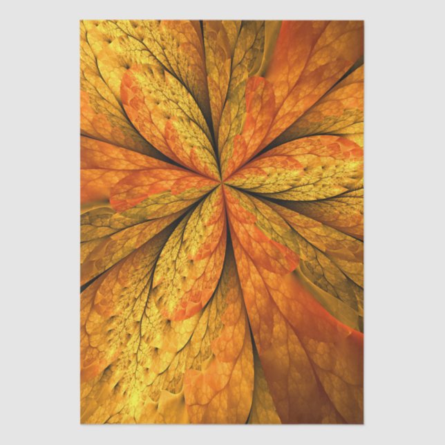 Autumn Plant, Modern Abstract Fractal Art Leaf Tissue Paper (Front)