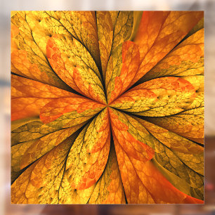 Autumn Plant, Modern Abstract Fractal Art Leaf Window Cling