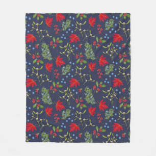 Autumn Plants Botanical Pattern Holiday Fleece Blanket