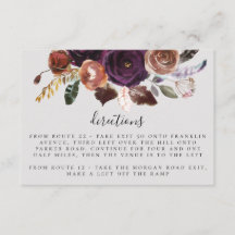 Autumn Plum Wedding Invitations Directions Card