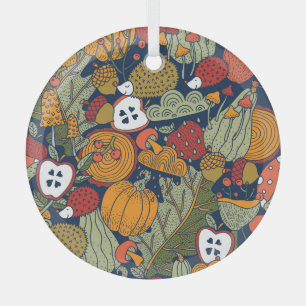 Autumn, polka dots, vintage, seamless pattern. glass tree decoration