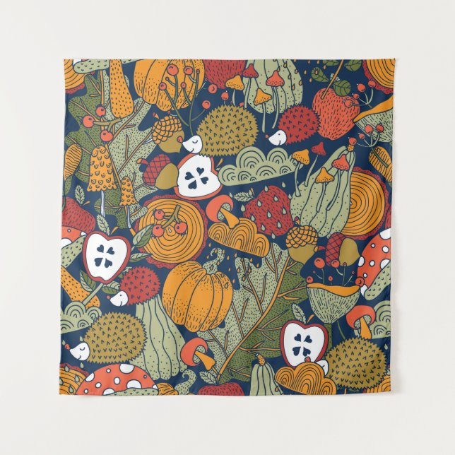 Autumn, polka dots, vintage, seamless pattern. tapestry (Front)