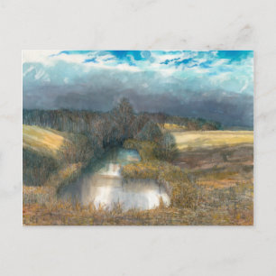autumn pond postcard