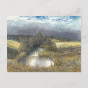 autumn pond postcard