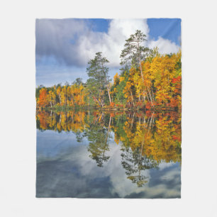 Autumn pond reflections, Maine Fleece Blanket
