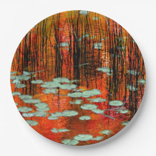 Autumn Pond Rustic Fall Wedding Photography Paper Plate