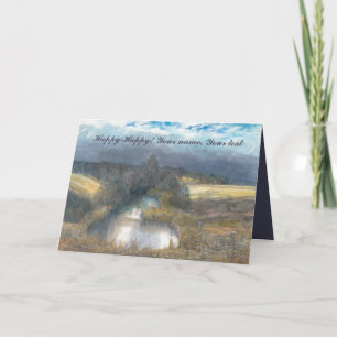 autumn pond watercolor card