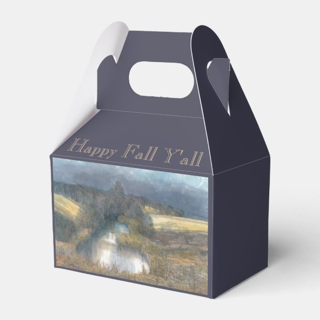 Autumn pond watercolor painting favour box (Front Side)