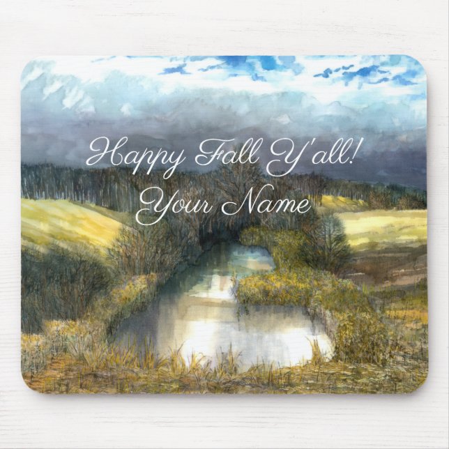 Autumn pond watercolor painting mouse mat (Front)