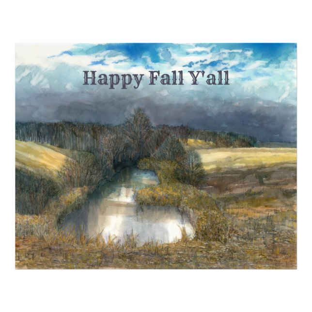 Autumn pond watercolor painting photo print (Front)