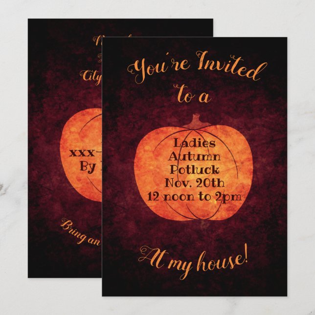 Autumn potluck luncheon party invitation (Front/Back)