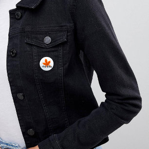 Autumn Print "Fall Vibes" And Maple Leaf 3 Cm Round Badge