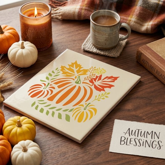Autumn Pumpkin And Falling Leaves Tile (Creator Uploaded)